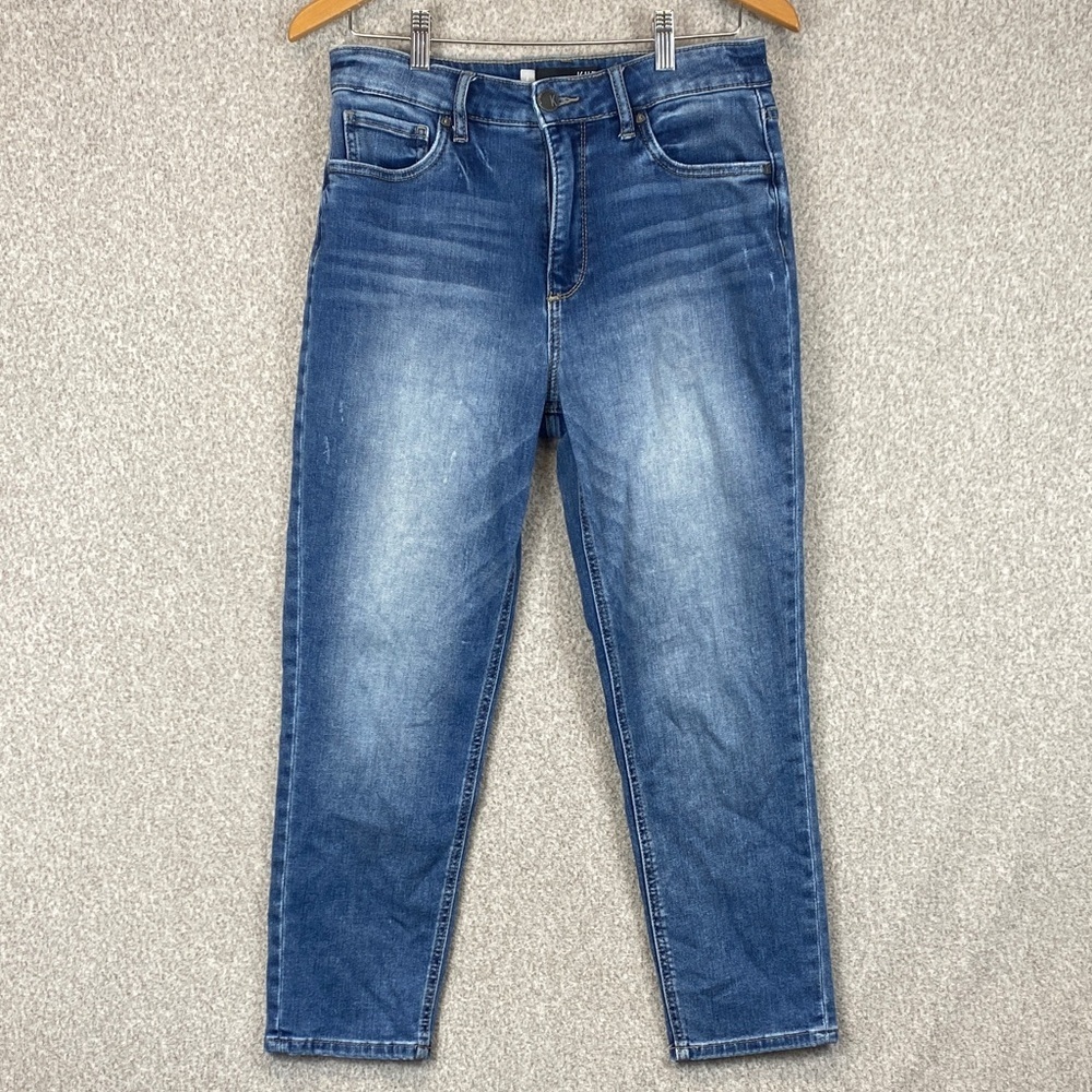 Kut from the Kloth Naomi girlfriend fit high rise straight jeans size 4 distress